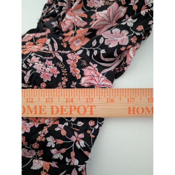 Maurices Floral Midi Dress Womens Size Medium Black Sweetheart Neck Smocked - Picture 12 of 12